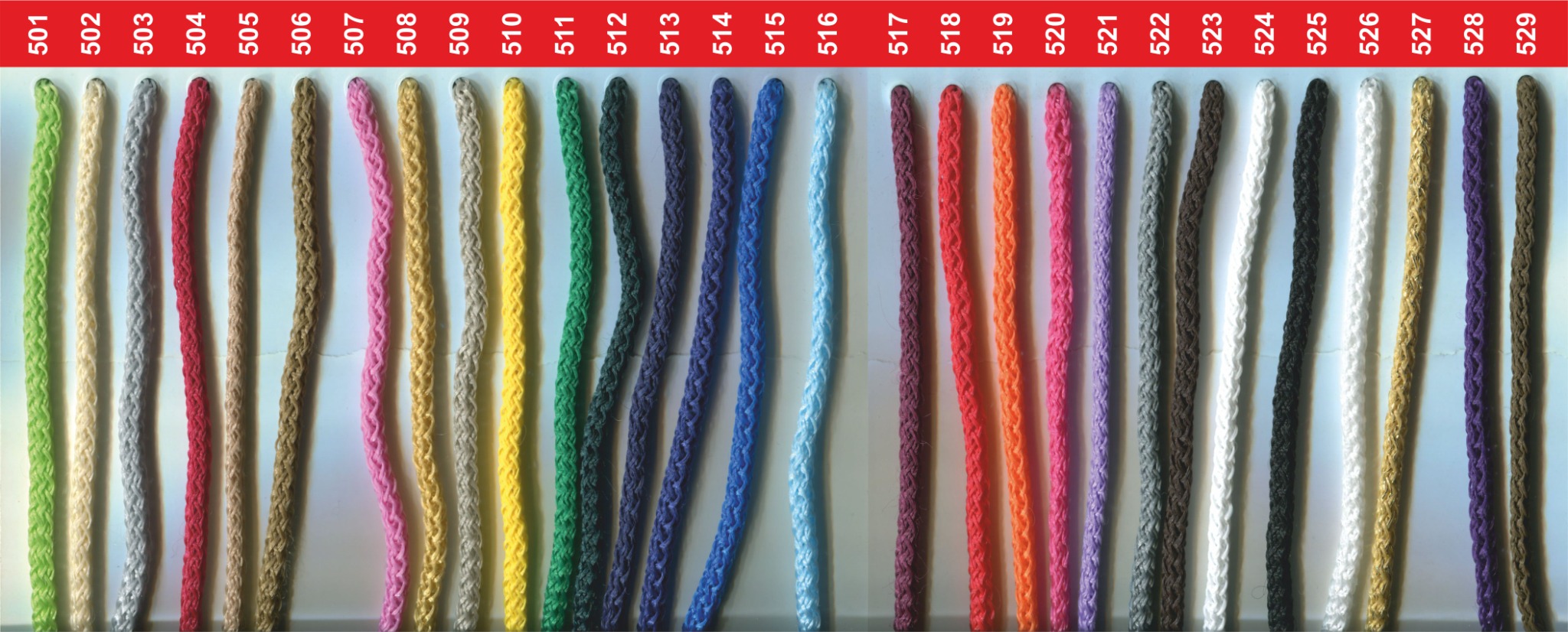 Çanta ipleri renk kartelası 501–529