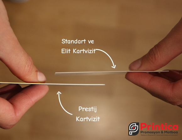 Kartvizit kalınlık karşılaştırması – Standart ve Elit / Prestij